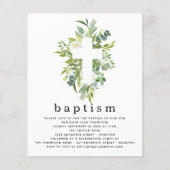 Budget Botanische Leaves Cross-Baptism Uitnodiging (Voorkant)