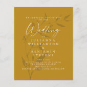 Budget Botanische Mustard Boho Wedding Invite (Voorkant)