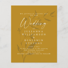 Budget Botanische Mustard Boho Wedding Invite