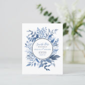 Budget botanische olievlek Navy Blue Save the Date (Staand voorkant)