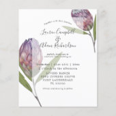 Budget Botanische Protea Paarse Trouw Uitnodiging (Voorkant)