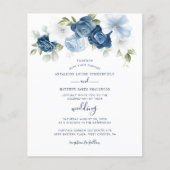 Budget Botanische Stusty Blue Floral Wedding Invit (Voorkant)