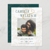 BUDGET BOTANISCHE TURKOOIS GOUD Trouwwens Kaartje  (Voorkant / Achterkant)