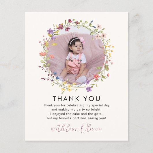 Budget Botanische Wildflower 1e Verjaardagsfeest (Voorkant)