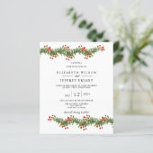 Budget Bough of Holly Kerstbruilding Invitation (Staand voorkant)