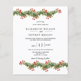 Budget Bough of Holly Kerstbruilding Invitation