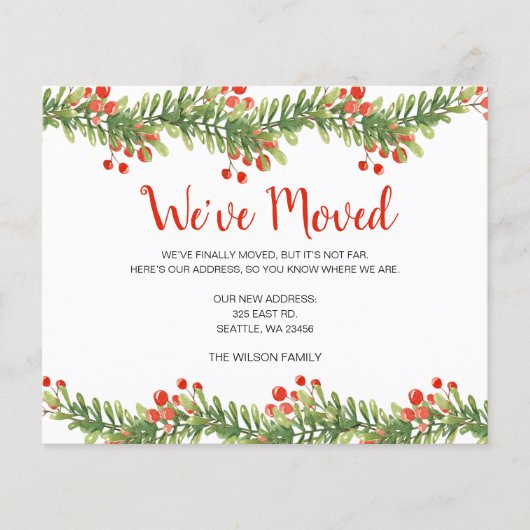 Budget Boughs of Holly Weve Moved Holiday Kaart (Voorkant)