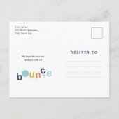 Budget Bounce Birthday Party Uitnodiging Briefkaart (Achterkant)