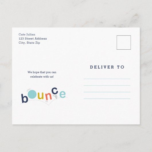 Budget Bounce Birthday Party Uitnodiging Briefkaart (Achterkant)