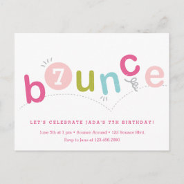 Budget Bounce Girls Verjaardagsfeestje Uitnodiging Briefkaart