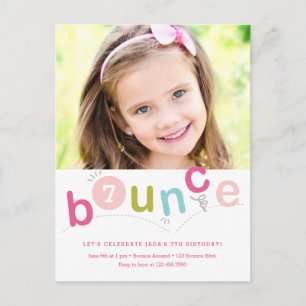 Budget Bounce Kids Verjaardagsfeestje Uitnodiging Briefkaart
