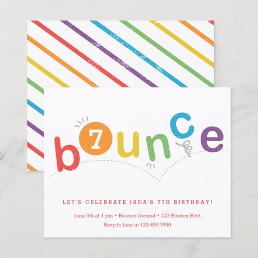 Budget Bounce Kinder Age Birthday Party Uitnodigin (Voorkant / Achterkant)