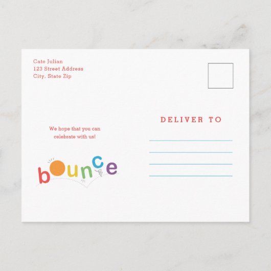Budget Bounce Kinder Age Birthday Party Uitnodiging Briefkaart (Achterkant)