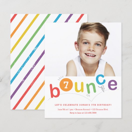 Budget Bounce Kinderverjaardagsfeest Uitnodigingen (Voorkant / Achterkant)