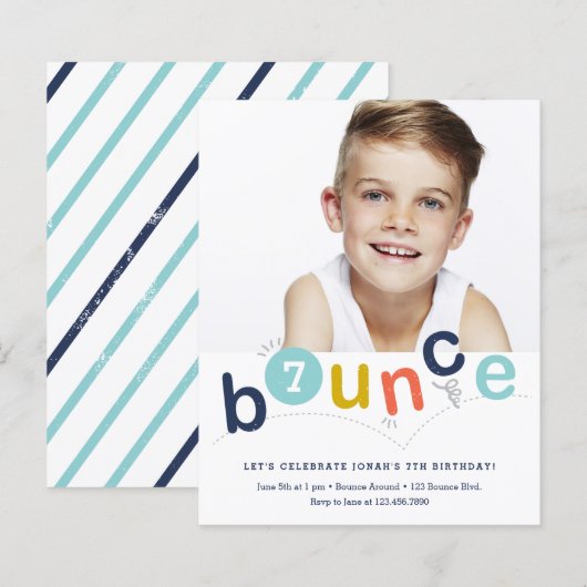 Budget Bounce Kinderverjaardagsfeest Uitnodigingen (Voorkant / Achterkant)