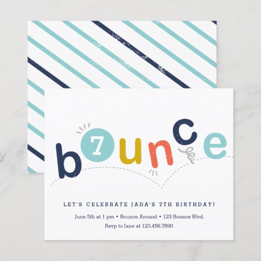 Budget Bounce Verjaardagsfeest Uitnodiging (Voorkant / Achterkant)