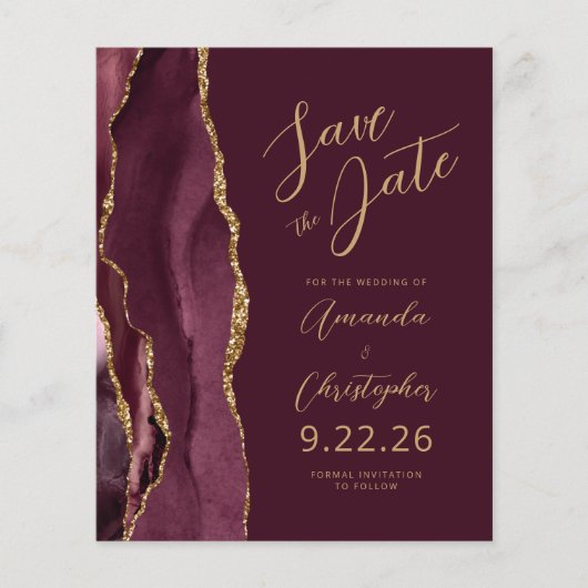 Budget Bourgogne Agaat Gold Script Save the Date (Voorkant)