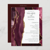 Budget Bourgogne Agate Gold Glitter Weddenprogramm (Voorkant / Achterkant)
