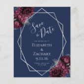 Budget Bourgogne Bloemen Marine Zilver Save the Da (Voorkant)