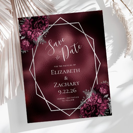 Budget Bourgogne Bloemen Zilveren Geo Save the Dat