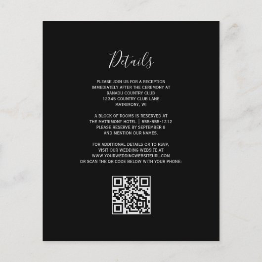 Budget Bourgogne Bloemen Zwart QR Code (Achterkant)