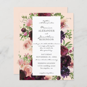 Budget Bourgogne & Blush Floral Weddenschap op Roz