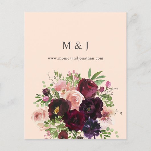 Budget Bourgogne & Blush Floral Weddenschap op Roz Flyer (Achterkant)