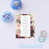 Budget Bourgogne & Blush Floral Weddenschap op Roz Flyer (Enkel)