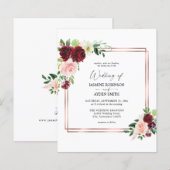 Budget Bourgogne & Blush Pink 4 Floral Gold Weddin (Voorkant / Achterkant)