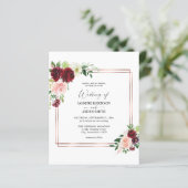 Budget Bourgogne & Blush Pink 4 Floral Gold Weddin (Staand voorkant)