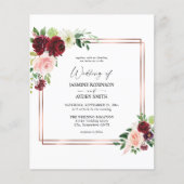 Budget Bourgogne & Blush Pink 4 Floral Gold Weddin (Voorkant)