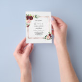 Budget Bourgogne & Blush Pink 4 Floral Gold Weddin Flyer (Hand)