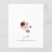 Budget Bourgogne & Blush Pink 4 Floral Wedding Flyer (Achterkant)