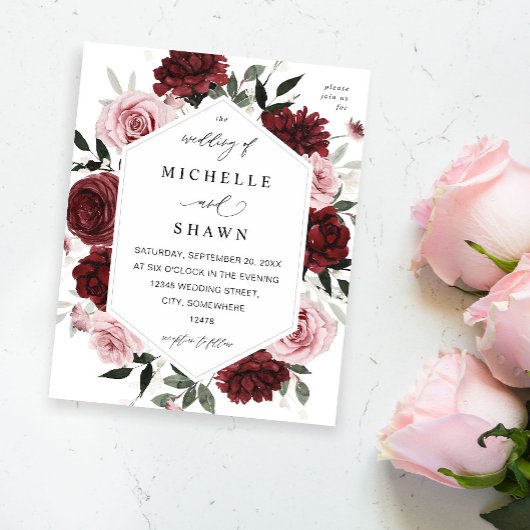 Budget Bourgogne & Blush Pink 6 Floral Flyer