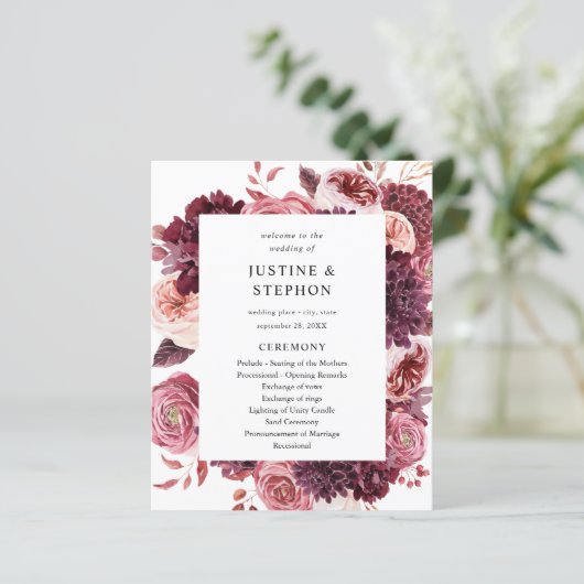 Budget Bourgogne & Blush Pink 8B Wedding Ceremony (Staand voorkant)