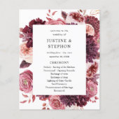 Budget Bourgogne & Blush Pink 8B Wedding Ceremony Flyer (Voorkant)