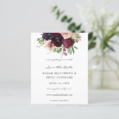 Budget Bourgogne & Blush Pink Floral Save the Date (Staand voorkant)