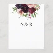 Budget Bourgogne & Blush Pink Floral Save the Date Flyer (Achterkant)