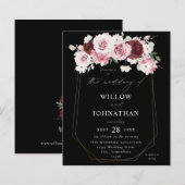 Budget Bourgogne & Blush roze 6Ele Floral Weddensc (Voorkant / Achterkant)