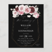 Budget Bourgogne & Blush roze 6Ele Floral Weddensc Flyer (Voorkant)