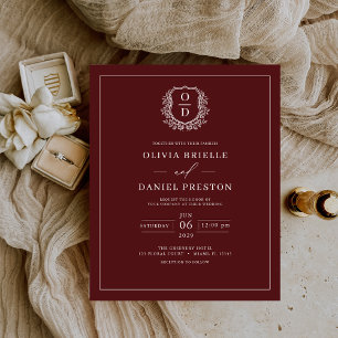 Budget Bourgogne Crest Elegante Huwelijksuitnodigi