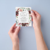 Budget Bourgogne & Dusty Pink Floral 5 bruiloft Flyer (Hand)