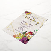 Budget Bourgogne en gele bloem Folie Uitnodiging (Gedraaid)