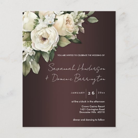 Budget Bourgogne en Rose Bouquet Boho Bruiloft Flyer (Voorkant)