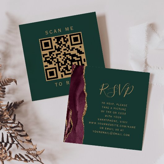 Budget Bourgogne Gold Agaat Green QR Code RSVP Informatiekaartje