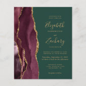 Budget Bourgogne Gold Agaat Green Wedding Uitnodig (Voorkant)