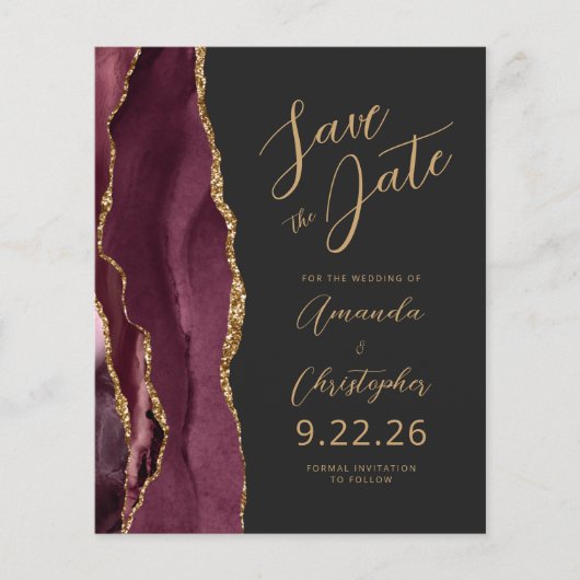 Budget Bourgogne Gold Agaat Script Save the Date (Voorkant)