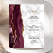 Budget Bourgogne Gold Agate Marble Wedding Menu