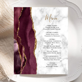 Budget Bourgogne Gold Agate Marble Wedding Menu