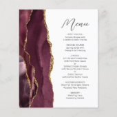 Budget Bourgogne Gold Agate Script Wedding Menu (Voorkant)